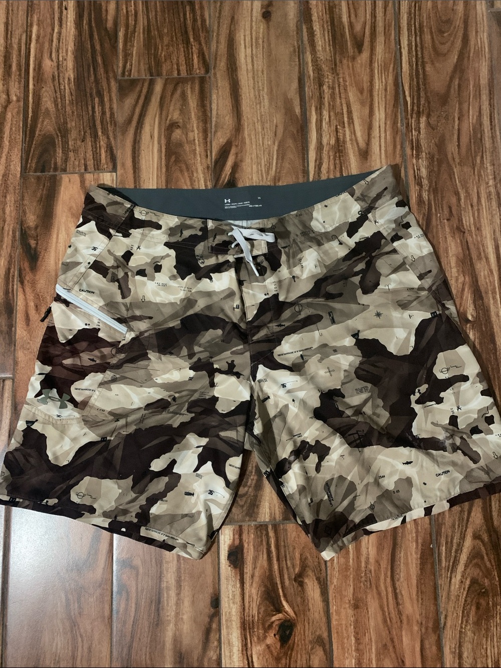 Under Armour Men's Camo Swim Board Shorts - Brown/Tan | Sz 38